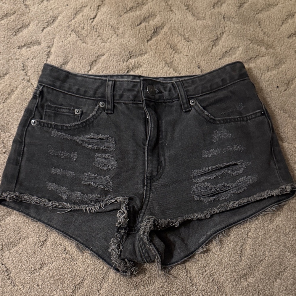 Divided Black Distressed Jean Shorts